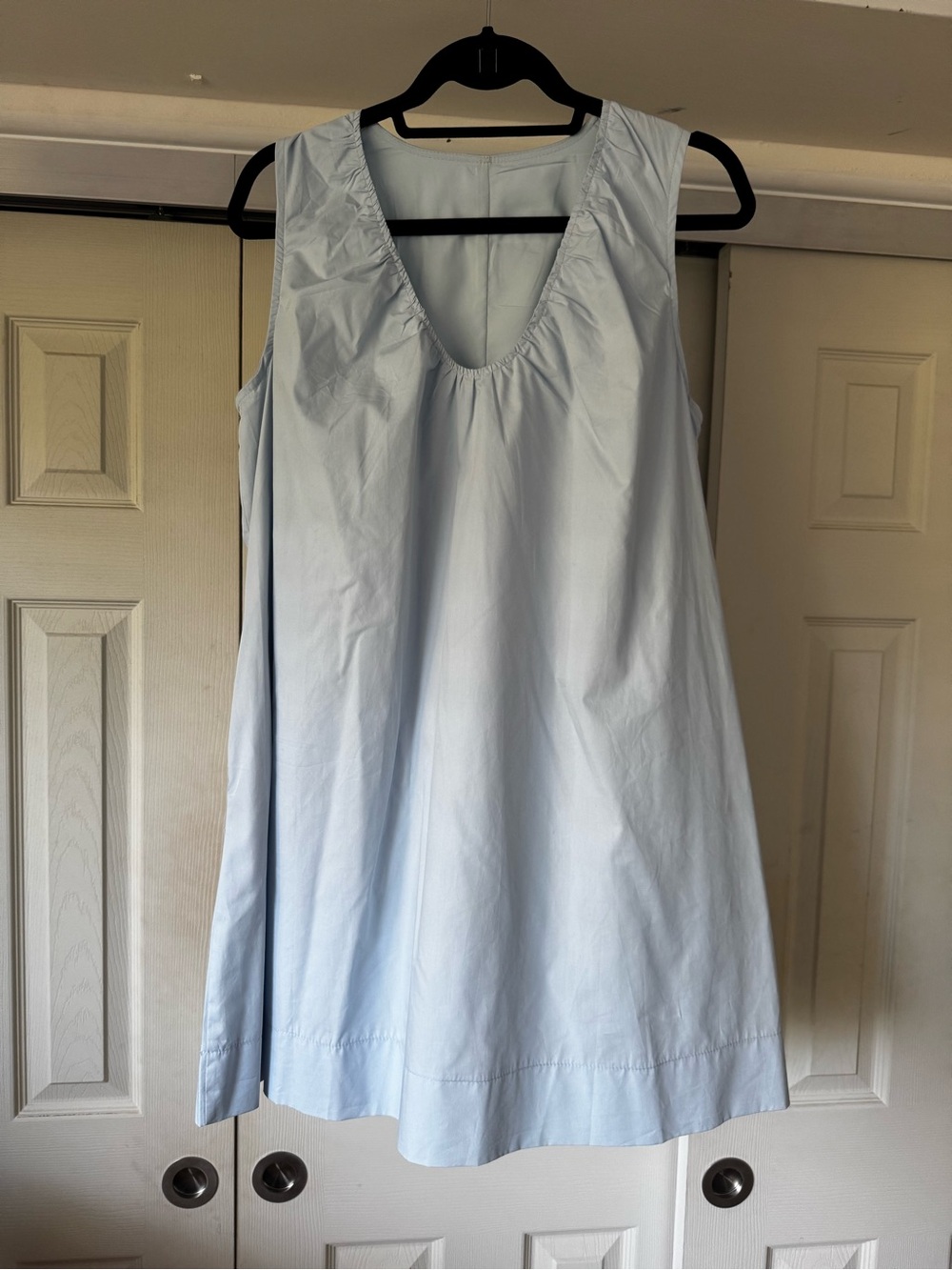 Light Blue Sleeveless V-Neck Swing Dress